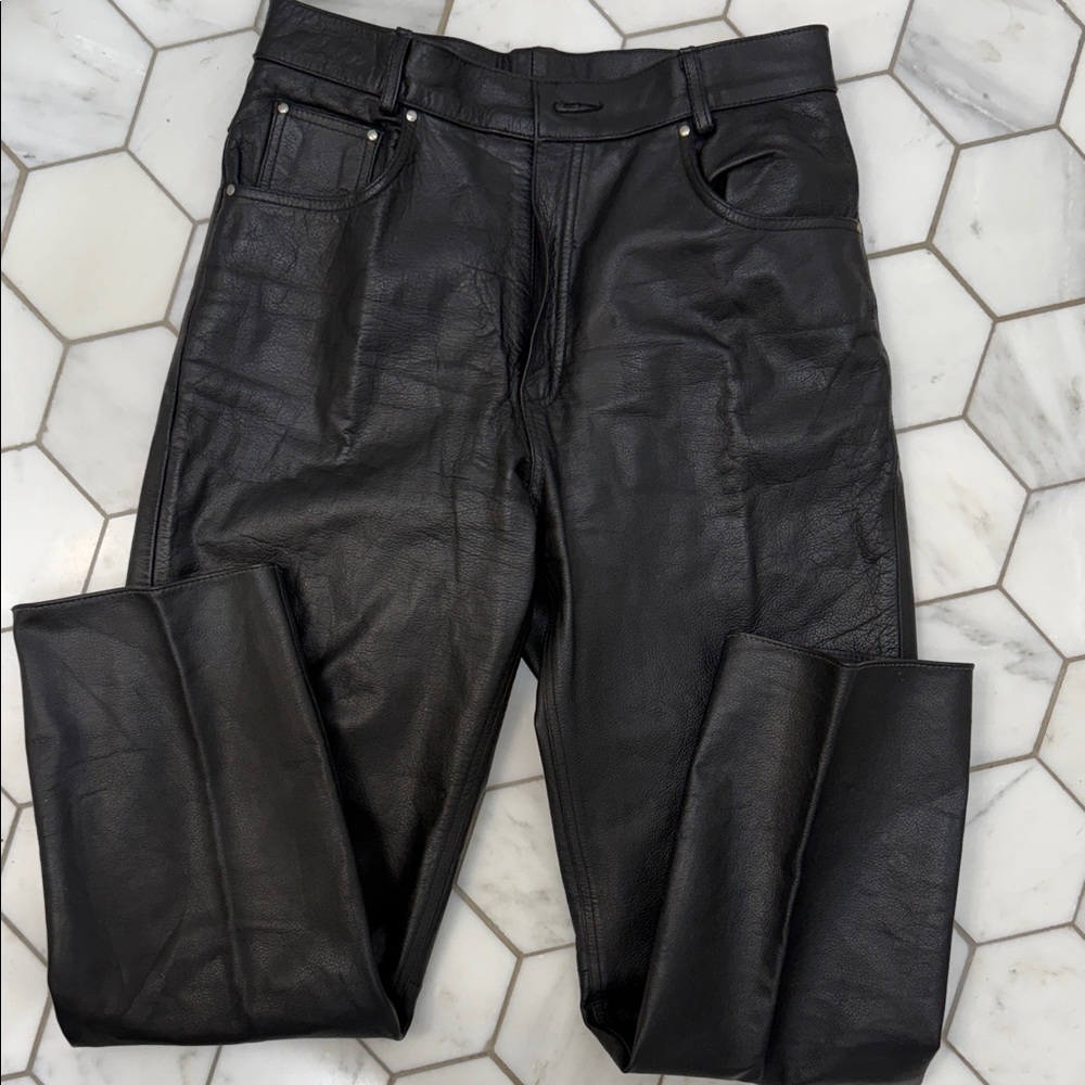 vintage Black Leather Pants topgear size 30